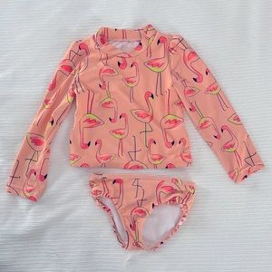 Carter’s Rashguard Two Piece Girls Swimsuit Flamingo Size 5T